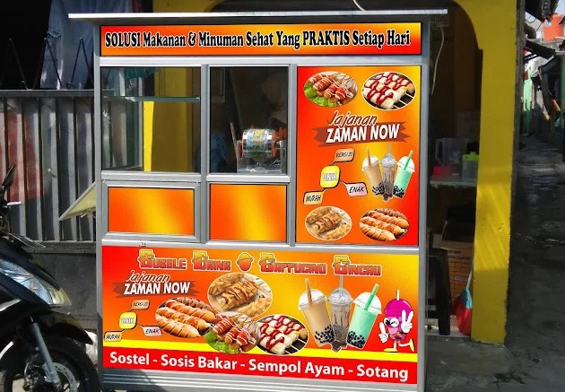 gerobak jualan sosis bakar